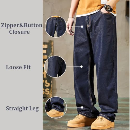Jeans for Men Wide Leg Baggy Jeans Summer Loose Denim Trousers Vintage Streetwear 28-442