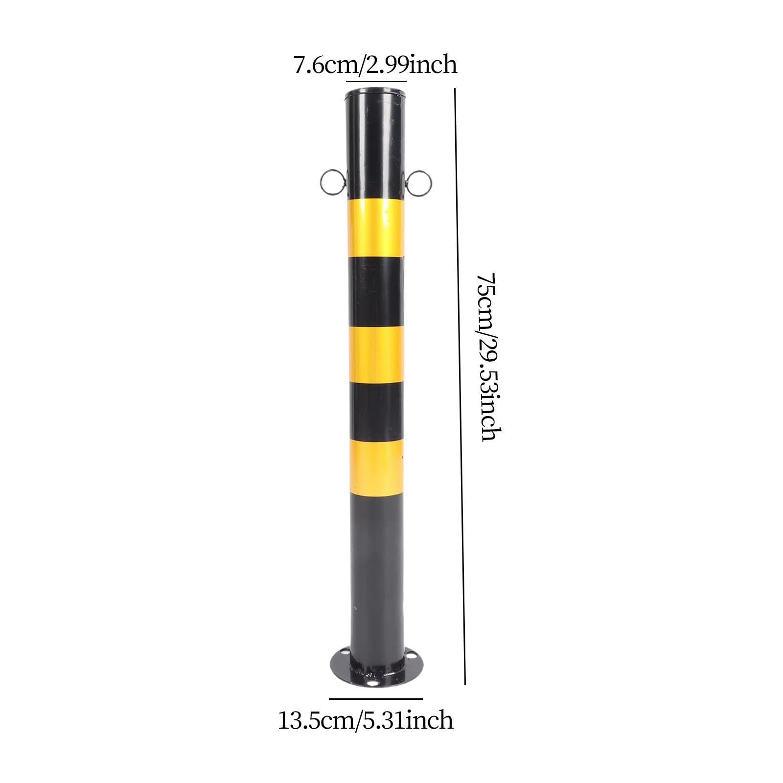 perfk Bolardo de estacionamiento de seguridad Bolardo de estacionamiento de 30' de alto de acero Accesorio protector profesional negro y amarillo para, Anillo Doble