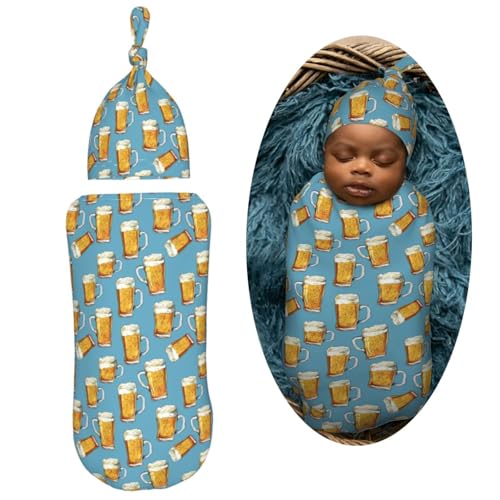 Image of Painting Beerys Newborn Swaddle Blankets Hat Sets Soft Baby Receiving Blanket Swaddle Sack for Baby Shower Infant Boy Girl Gift