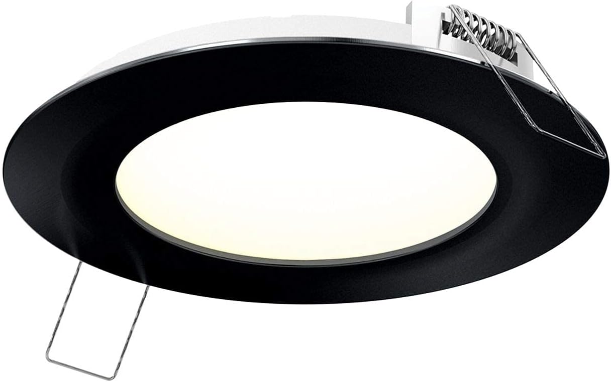 DALS 4 Inch Round Recessed Panel Light with Junction Box/Driver | CCT Color Selectable 2700K, 3000K, 3500K, 4000K, 5000K | 11W, 770 Lumens | Dimmable Pot Light | Wet Rated | ETL Certified | Black