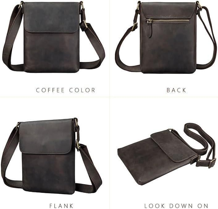 Retro Men's Bag Genuine Leather Leisure Shoulder Crazy Horse Crossbody Oxhide Minimalist