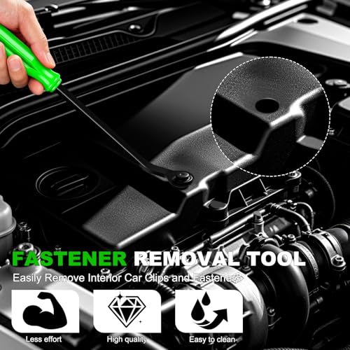 Image of 14PCS Auto Trim Removal Tool kit, Car Clip Removal Tools Kit No Scratch Plastic Pry Tool Door Panel Rivet Pliers Tool Kit,Interior Fastener Puller Set for Vehicle Dash Radio Audio Installer Green