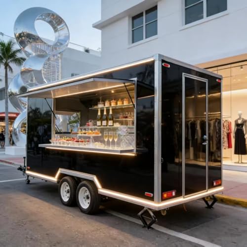 Portable Mobile Food Trailer with Fully Kitchen Equipped, Commercial Concession