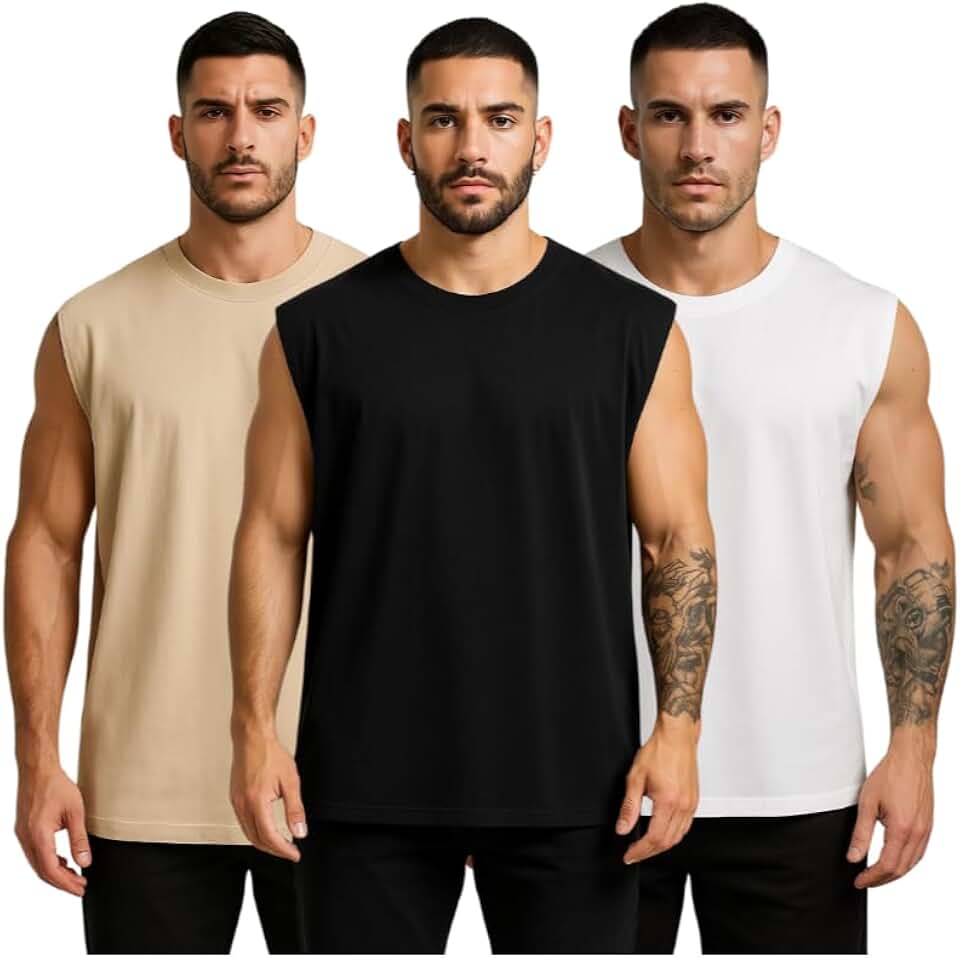 Kit 3 Camiseta Regata Oversized Masculina 100% Algodão Cavada Academia Streetwear Jackestore