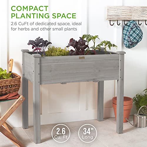 image for Best Choice Products 34x18x30in Raised Garden Bed, Elevated Wood Plant