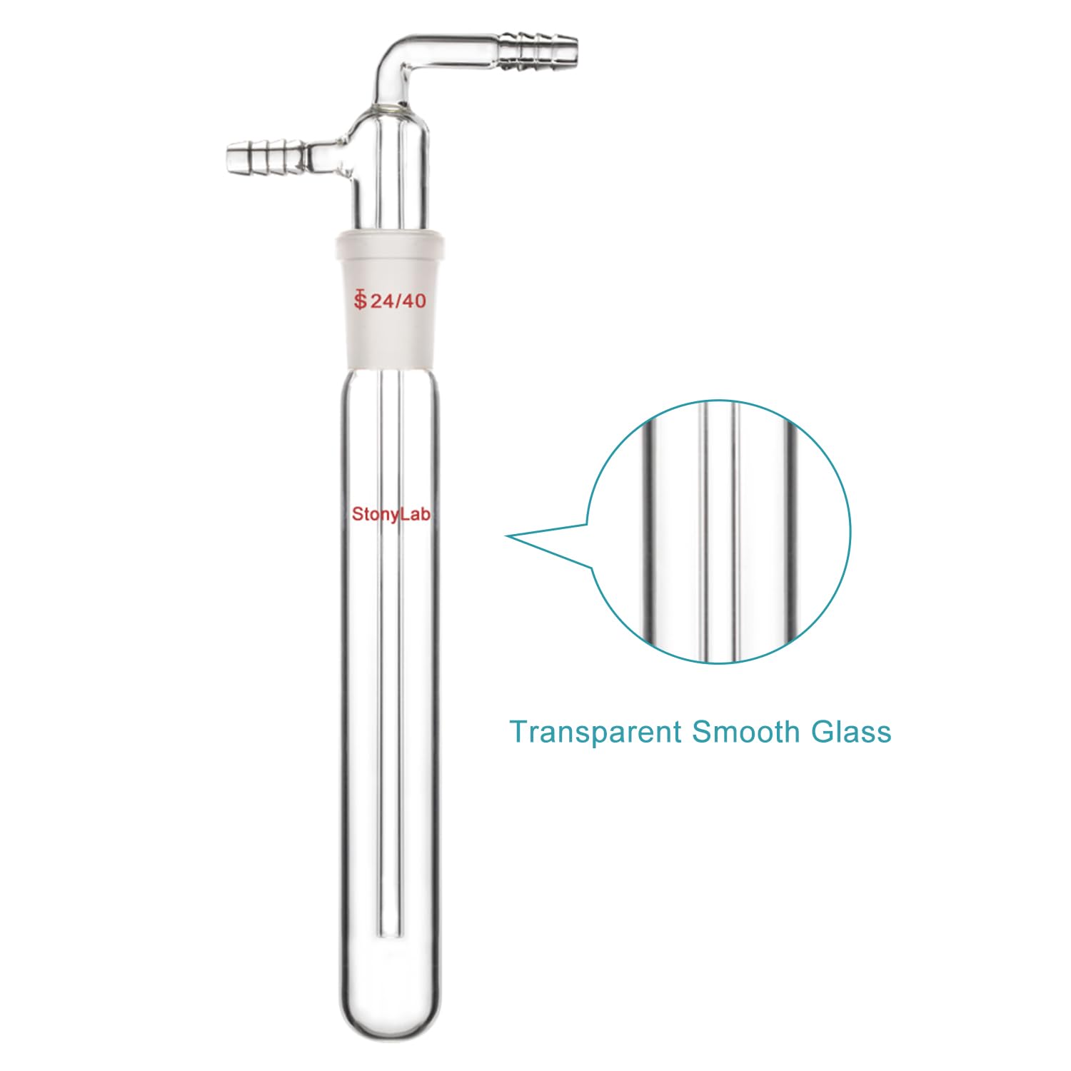 stonylab Trampa Fría de Vacío de Vidrio con Boquilla Estriada de 10 mm, Longitud de 250 mm Debajo de la Junta 24/40