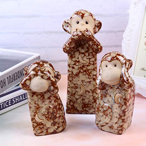 BESPORTBLE 3 peças Ornamentos de cerâmica Enfeite de mesa de macaco engraçado Decoração de casa Deco