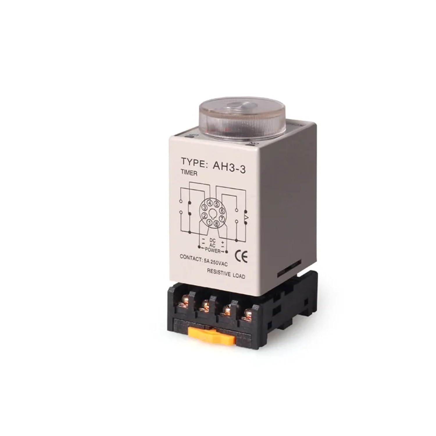 COKYIS AH3-3 1S/3S/6S/10S/30S/60S/3M/6M/10M/30M/60M Power On Timer Delay Time Relay AC220V/110V DC24V/12V with Socket(110V,6s)