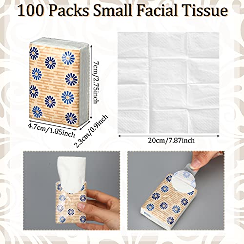 Image of Therwen 100 Pack Pocket Tissues Travel Bulk 1000 Sheet, Flower