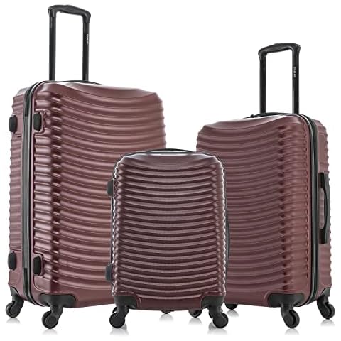 DUKAP ADLY Luggage with Spinner Wheels | Durable Lightweight Hardshell Suitcase,Travel Sets with Handle and Trolley | (20in, 24in, 28in) 3 Piece Luggage Set | Wine Cover