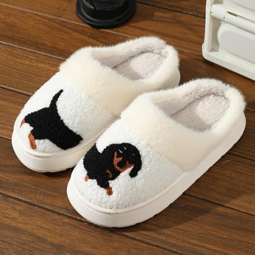 Dachshund Dog Slippers for Women Men Cute Fluffy Fuzzy Plush Funny Indoor Outdoor Warm Soft Indoor Outdoor Non-slip2