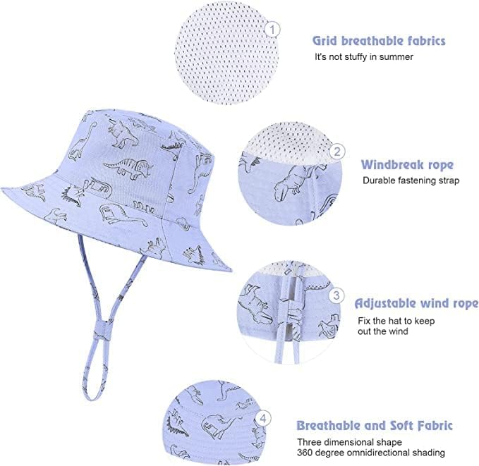 Miniatura 4 de Durio Sombrero de sol para bebé, sombrero de playa de verano, UPF 50+, protección solar, sombreros para niños, regalos para niños y niñas