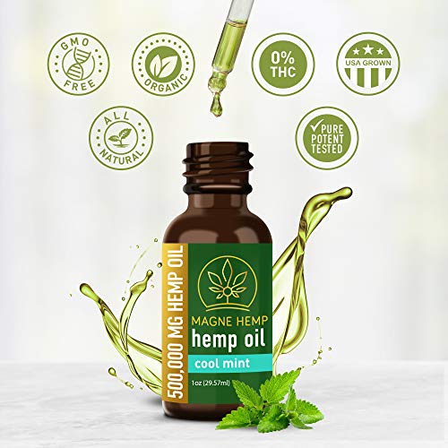 MagneHemp Organic Hemp Oil - Powerful 500,000mg THC-Free Hemp Oil Cool Mint Essential Oils Flavoring - High Potency Hemp Oil Extract for Joint Support and Mood Enhancement - Omega 3 6 9, Vitamin E - Image 8