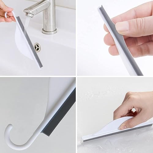 Miniatura 6 de Pequeño espejo de ducha de baño con gancho para colgar, mini espátula de silicona para encimera de cocina, herramienta limpiadora de