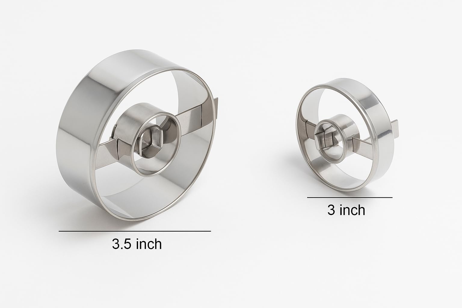 Ochtend® Stainless Steel Doughnut Cutter Set of 2 – 304 Grade Baking Molds (3.5 inch & 3 inch) for Donuts, Pastry & Cookies | Durable Kitchen Baking Tools 1