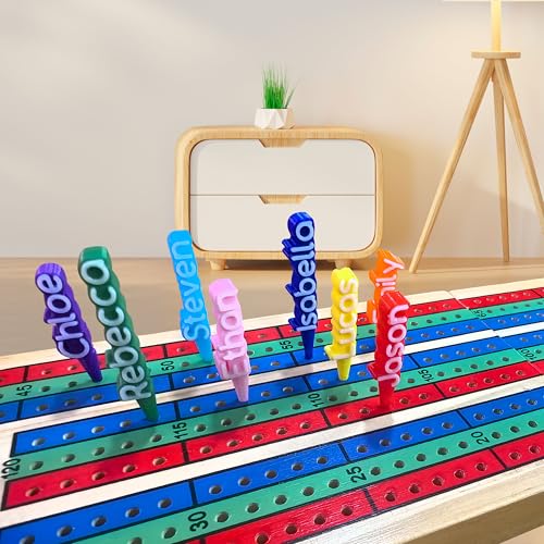 Personalized Cribbage Pegs – Custom Name & Color Choices, Fun 3D Printed Game Accessories for Cribbage (4 Sets)