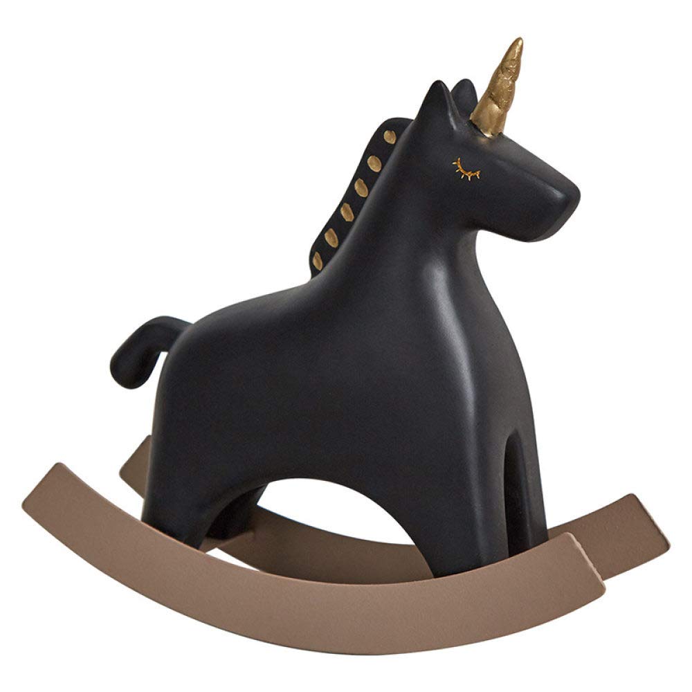 Petite statue licorne noire résine pour embellir un meuble vide
