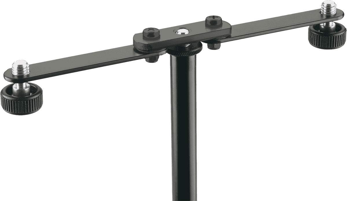K&M König & Meyer 23510-500-55 Microphone Bar Adjustable Microphone Positioning for Stereo Recording Universal 5/8“ Thread Connector Professional Choice Made in Germany Black