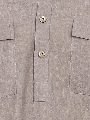 Image of See Designs Men's Full Sleeve Mandarin Collar Linen Solid Pathani Set