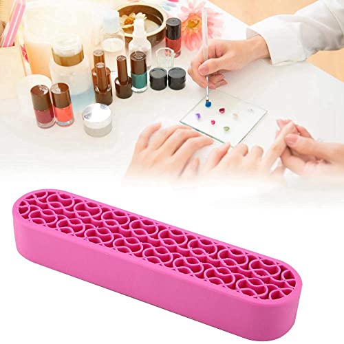 Image of AKOAK 1 Pack Silicone Makeup Brush Holder, Cosmetics Storage Box Desktop Finishing Container, Painting Pen Holder Sewing Craft Organizer (Pink)
