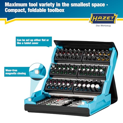 Image of HAZET Smartcase Bit Set 2200SC-3 I 96-Piece Set, Drive: Hexagon 6.3 (1 /4 Inch), Maximum Number of Tools in Minimum Space for Best Overview I Foldable Tool Set