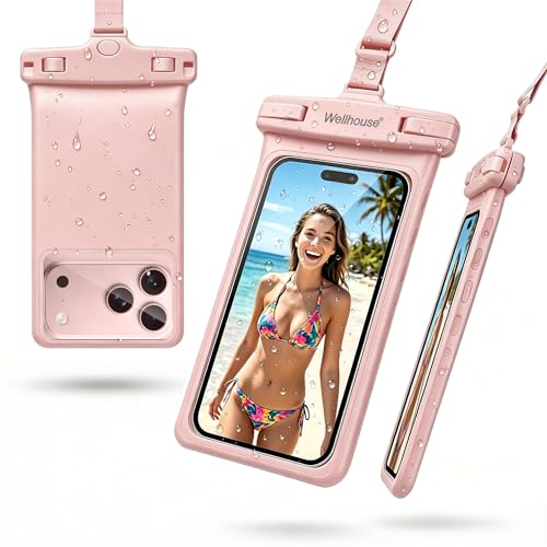 wellhouse 3D Waterproof Phone Pouch with Lanyard,Premium TPU100FT Deep Waterproof Phone Case for iPhone 17 16 15 14 13 12 Pro Max XS Samsung,Snorkeling, Surfing, Kayaking,Skiing,Hot Springs