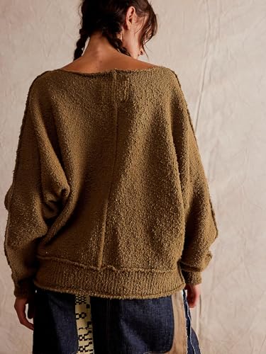 Womens Oversized Sweaters Casual Textured Fuzzy Sweater Crewneck Ribbed Knit Long Sleeve Fall Loose Pullover4