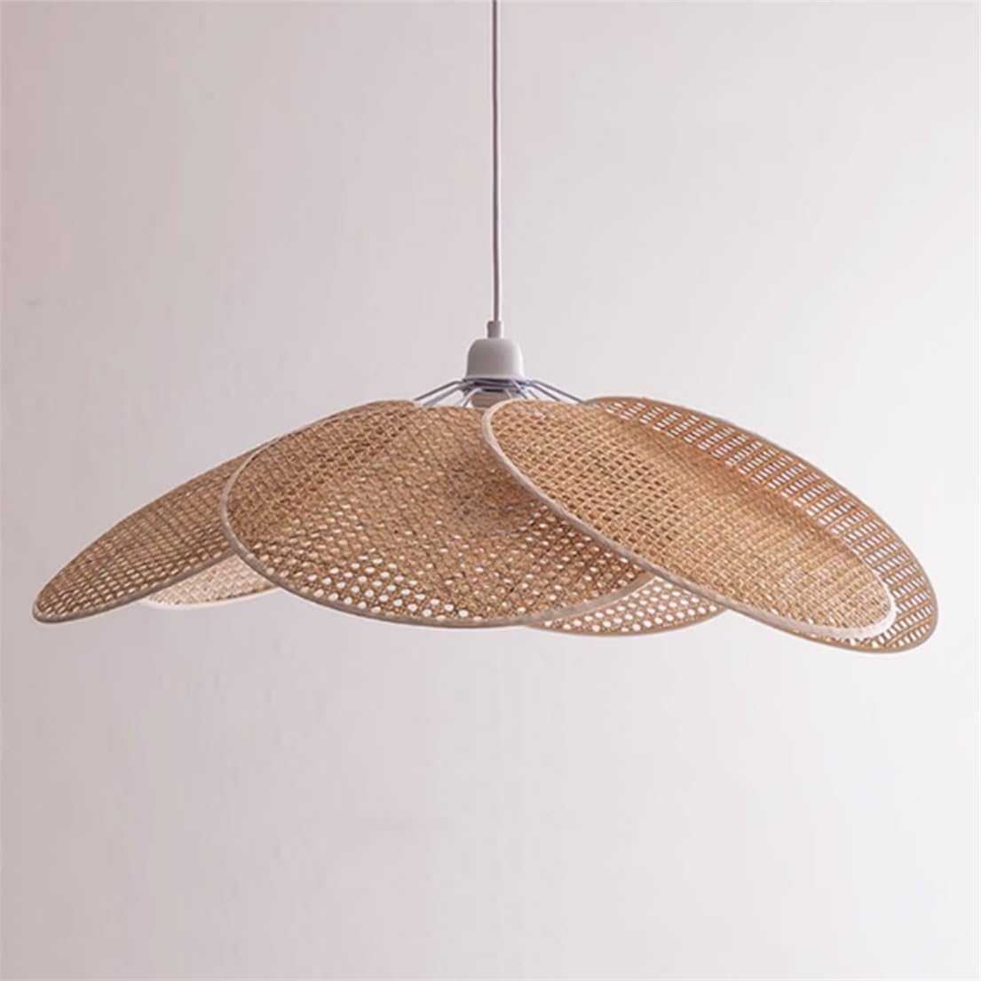 CSSYKV Boho Rattan Basket Lamp Shade Unique Large Wicker Pendant Lighting for Dining Room Rattan Wicker Pendant Lamp with Metal Fixture for Living Room Handwoven Pendant Lights (E26 Bulb)