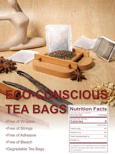 Image of TeeLux Vanilla Decaf Chai Tea Bags, Decaffeinated Black Tea with Cinnamon, Ginger, Cardamom, Natural Vanilla Flavor, Full-bodied & Spicy Flavor, 100 Count