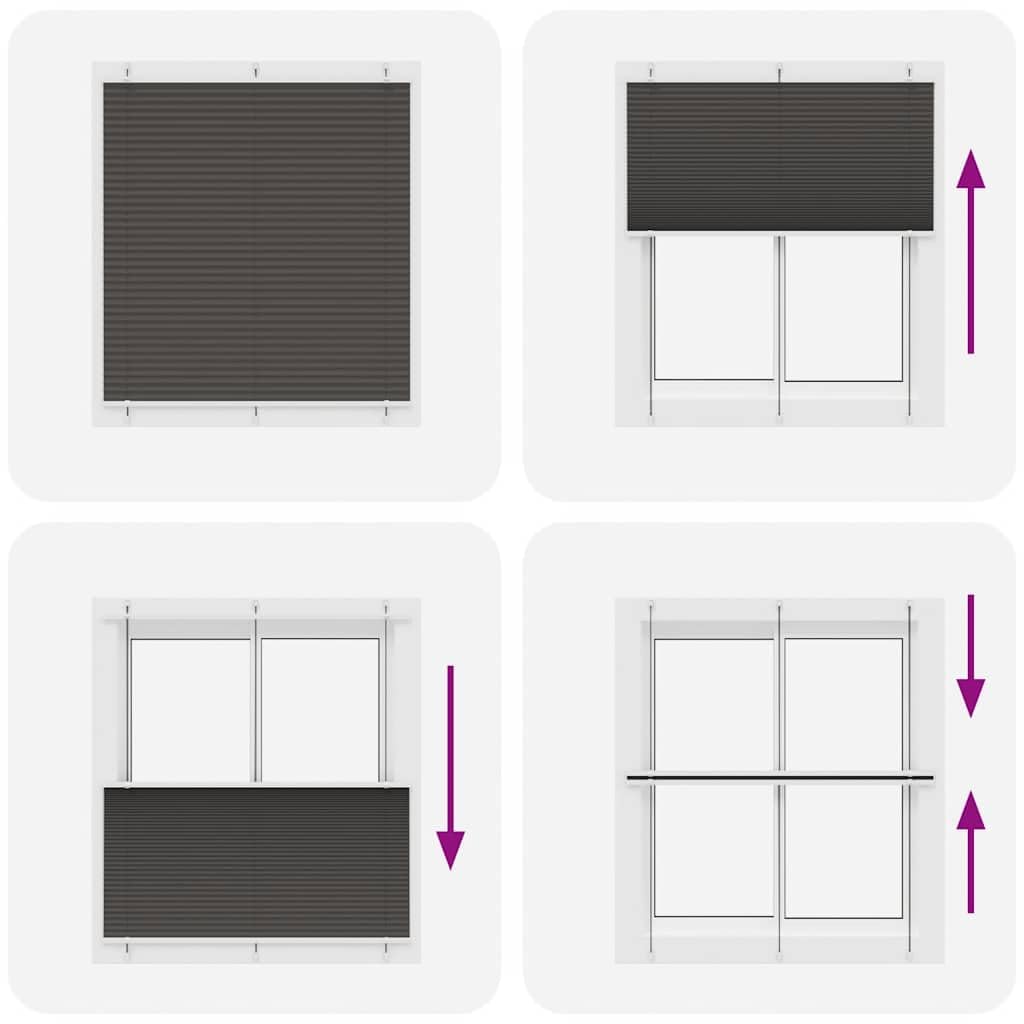 Store plissé Noir 115x100 cm Tissu Polyester Largeur 114,4 cm avec Montage sans perçage Store vénitien occultant tamisant pour fenêtre Baie vitrée Chambre Bureau