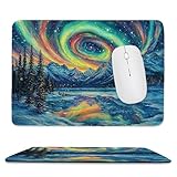 オーロラ風景 マウスパッド小型ゲーミングマウスパッド 320 x 260 mm 厚さ3mm 人気 可愛いデザインおしゃれ キーボードパッドマウスパッドポータブル 防水 滑り止 耐久性が良いパソコンテーブルマット贈り物 f-417