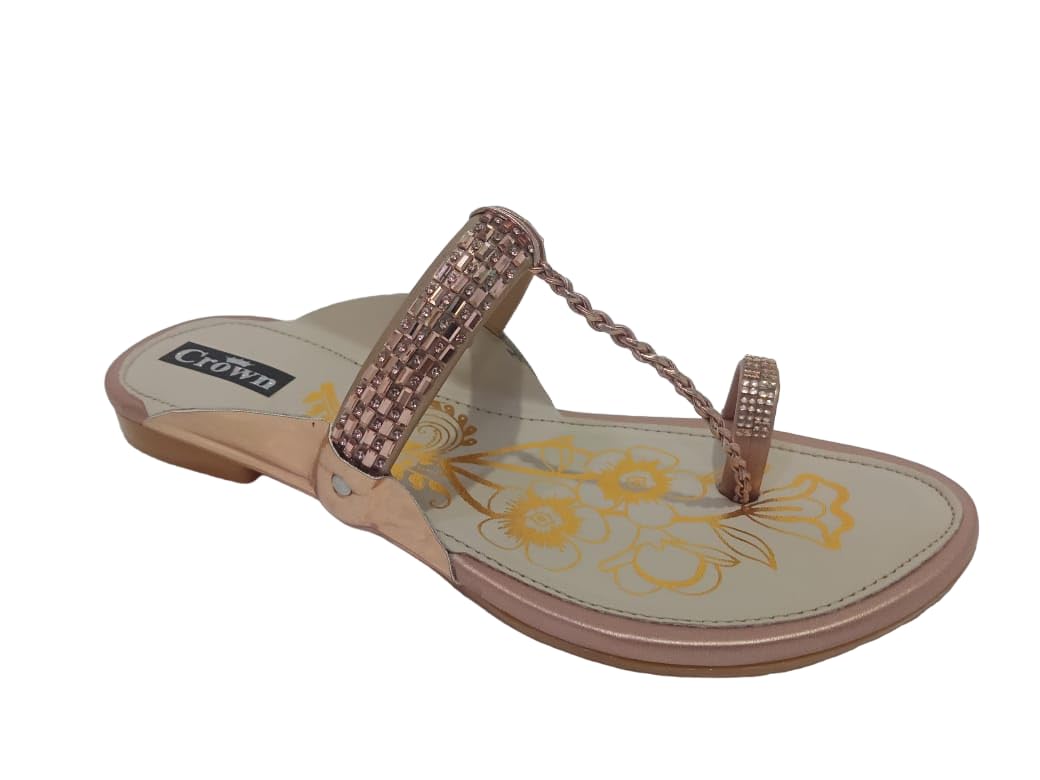 Fashionable Flat Sandals for Women & Girl | Designer Flat Sandals | Casual Sandal | Embellished & Traditional Sandal (Peach, UK Footwear Size System, Adult, Women, Numeric, Medium, 12) (B0DFHJB64M) Amazon Price History, Amazon Price Tracker
