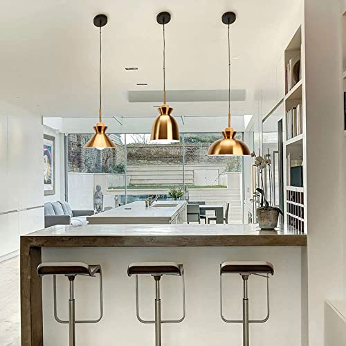 Suspension luminaire or à hauteur réglable avec design géométrique simple - 5