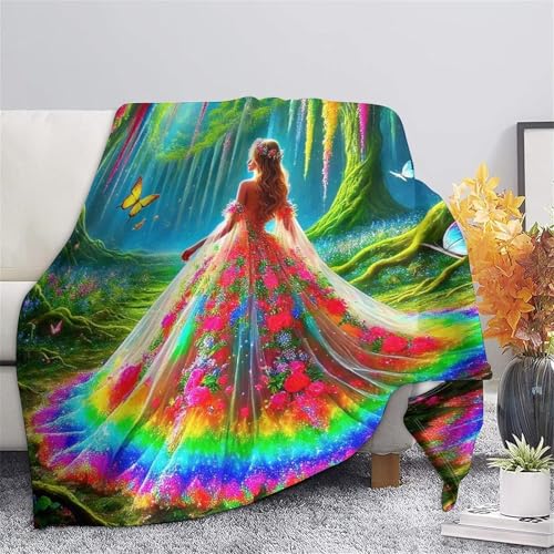 Couverture microfibre 180x200cm imprimé 3D robe de beauté plaid doux lit - 7