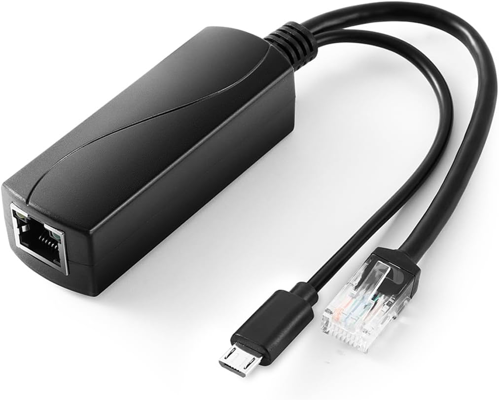 Revotech Active PoE Splitter 5V/2.4A Micro USB Socket, 48V PoE to USB 5V/2.4A Output, 10/100Mbps Compliant with IEEE802.3af/at, PoE Adapter for Micro USB Device, Pi 3B/3B+ (USB0502)