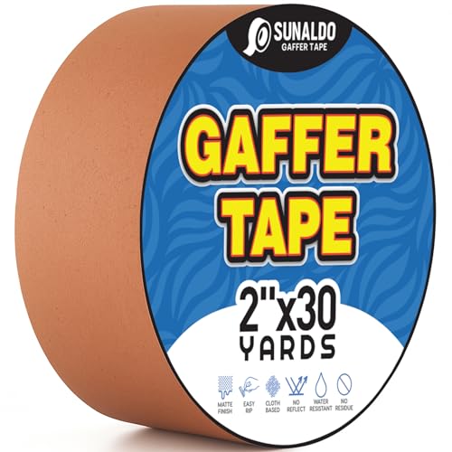 SUNALDO Gaffers Tape Heavy Duty, Easy to Rip, Residue-Free Professional Grade Floor Tape for...