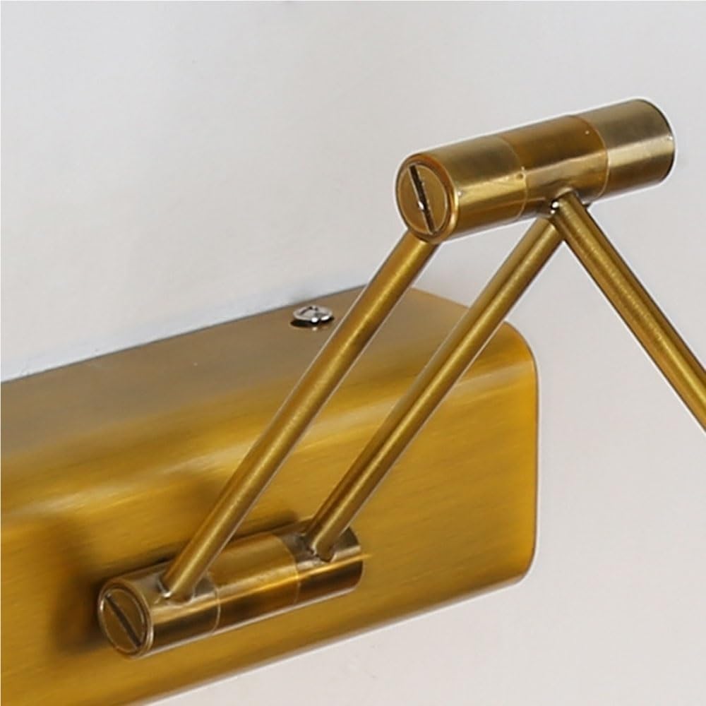 Lampada da Specchio Bagno Vintage Lampada da bagno vintage con striscia in metallo dorato Luce a LED dimmerabile e angolabile per specchio Luce lineare frontale per specchio da bagno(50cm/19.6in)