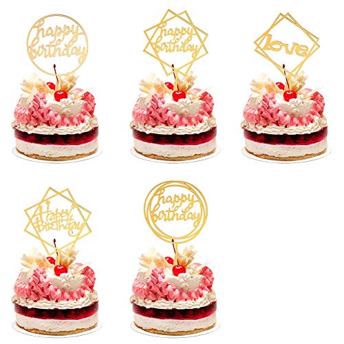 Thursday April Feliz Cumpleaños Torta Toppers Pastel deOoro para niños Adornos de Cumpleaños para Adultos Torta de Acrílico Suministros de Purpurina para Fiestas