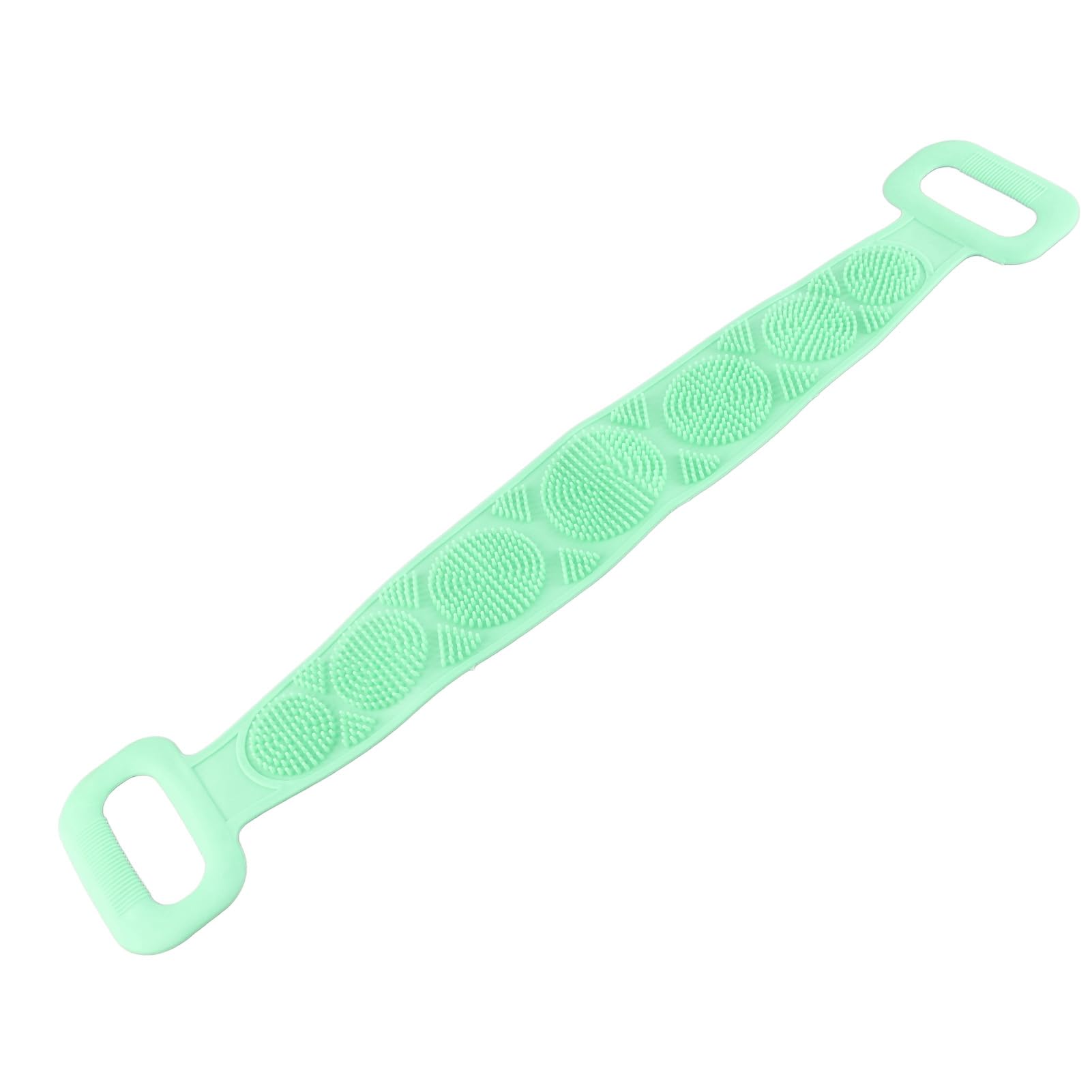 Brrnoo Spugna in Silicone per Doccia, Dorso Lavaggio Esfoliante, Manico Lungo, Linee Massaggianti Morbide, Strumento per Corpo Uomo Donna (GREEN)