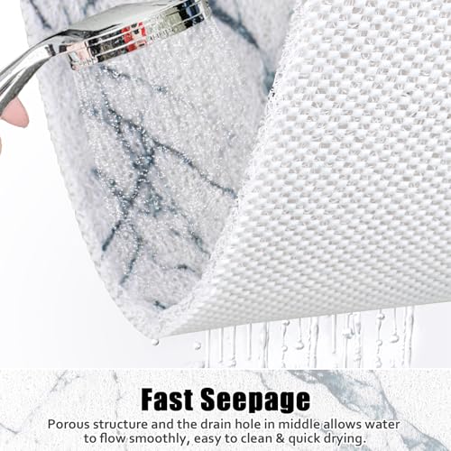 Image of Square Shower Mat Non Slip: 24x24 Inch Shower Floor Mat with Drain Hole in Middle, Super Soft and Comfortable PVC Loofah Massage Bath Mat for Shower, Anti Slip Shower Stall Mat, Quick Drying