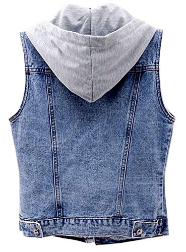 Kedera Women's Distressed Sleeveless Denim Vest with Detachable Hoodie2