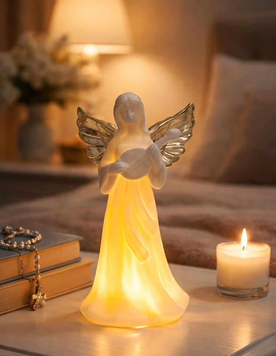 ADAVAS.Y&G Never Forget that I Love You Ceramic LED Love Night Light – Romantic Porcelain Night Light Gift for Her, Warm White Glow Gift for Daughter Bed Room Decor for Mom