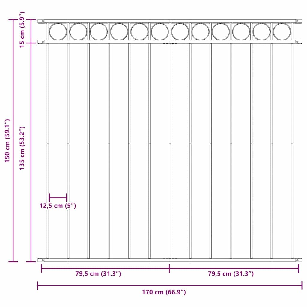 Generico Recinzione per Giardino Grigio Acciaio,Articoli di ferramenta,Barriere e recinzioni,Pannelli per recinzioni-42003915