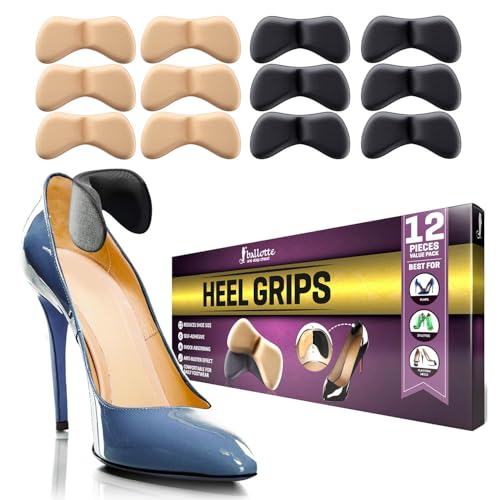 Image of Ballotte Premium Heel Cushion Pad, Heel Grips for Women Shoes, Back of Feet Pads for Shoes That are Too Big, Foot Inserts for Women & Men, Arch Support Grips for Better Mobility - Multicolor (12 Pack)