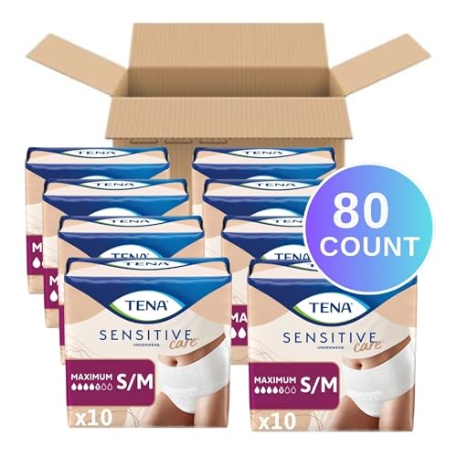 Tena Sensitive Care Incontinence Underwear for Women, Maximum Absorbency, Adult Diapers, Small/Medium (Waist Sizes 25in-34in), 80 Count (4 Packs of 20) - image 2