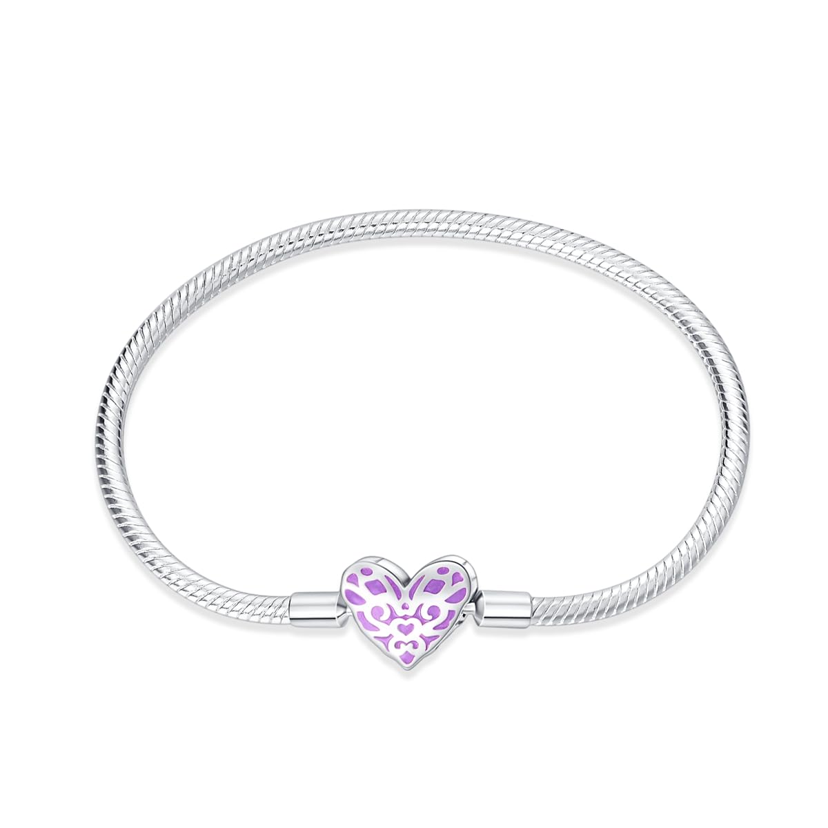 TINSLO Damen Armband 925 Sterling Silber, Armbänder mit Herz Verschluss Moments Schlangen Gliederarmband Armkette Valentinstag Muttertag Geburtstags Weihnachten Geschenk für Frauen Freundin Mama