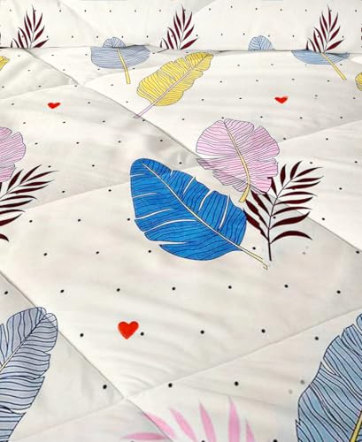Image of HOMEKART Microfiber Reversible Printed Comforter for Single Bed (90x60 Inch) - Ultra-Soft Lightweight AC Blanket for Summer, All-Season Quilt /Duvet, Cozy & Breathable-White & Blue