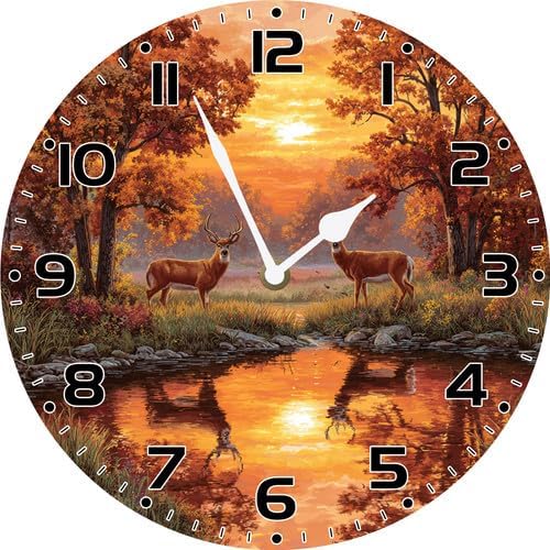 Amazon.com: FemiaD Fall Sign Fall Forest River Sunset Deer Silent Non ...