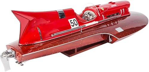 Miniatura 4 de Ferrari Hydroplane Model Speed Boat de 19.7 pulgadas - Decoración de barco de madera hecha a mano - Barco de hidroavión Ferrari - Barco de juguete