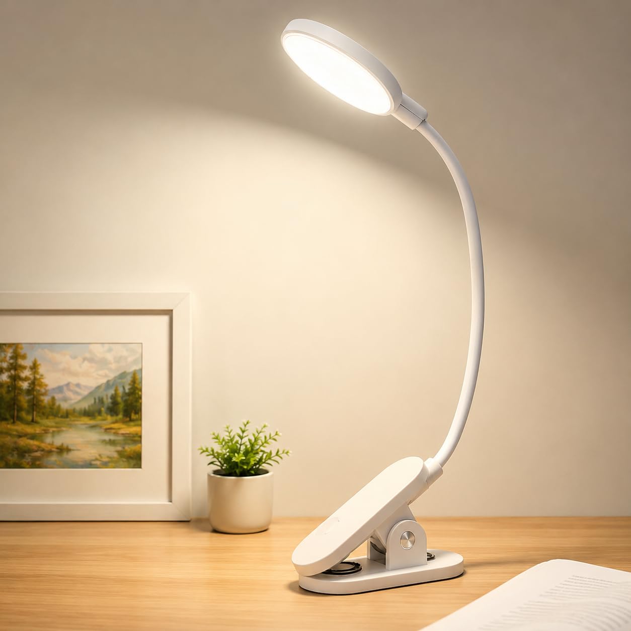 LED Clip Light, Rechargeable, 360° Free Rotation, Reading Light, Standing Light, 3 Levels, Stepless Dimming, 2,600 mAh, USB Rechargeable, Cordless, 32 LEDs, Eye Care, 500 lm, Energy Saving, Tabletop-picture-10